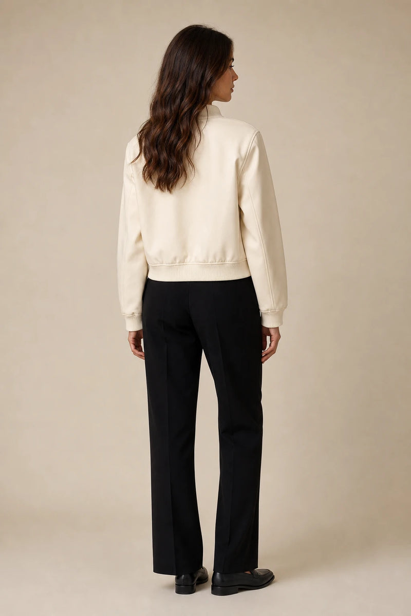 Fleur | Collared Button Jacket in Apricot, studio back view
