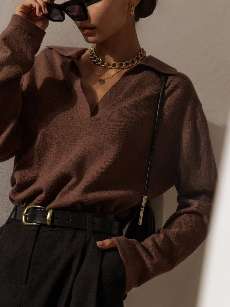 Lucia | Striktrøje med Polokrave, styling