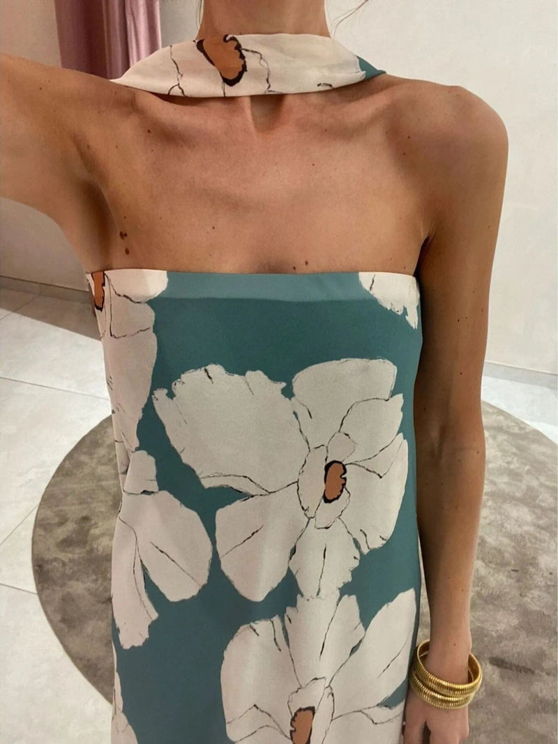 Isaline | Printet Maxikjole, bagfra