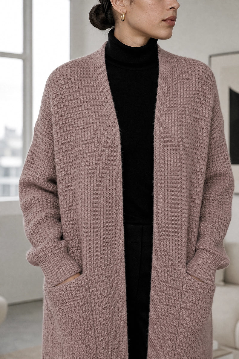 Bexley | Merino-Style Cardigan in Pink, fabric close-up