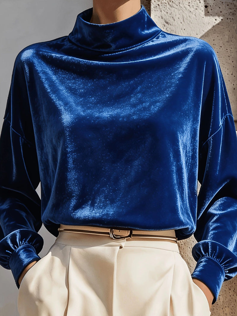 Else | Velourbluse i Blå, forfra