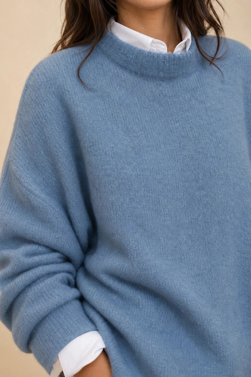 Opal | Cashmere-Feel Knit Sweater in Blue, fabric close-up
