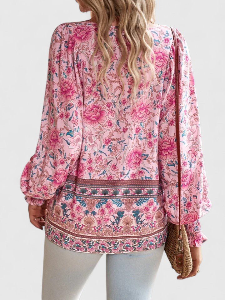 Sofia | Boho bluse med print, nærbillede