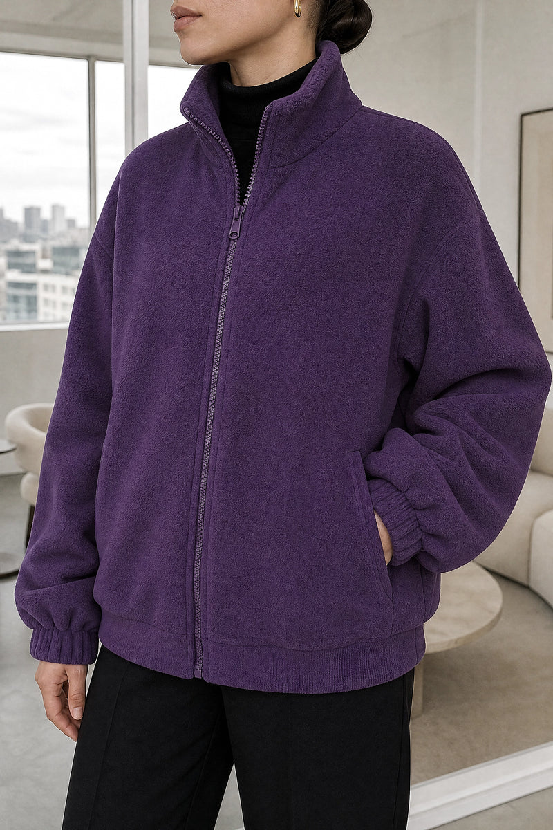 Brielle | Zip-Up Jacket in Purple, fabric close-up