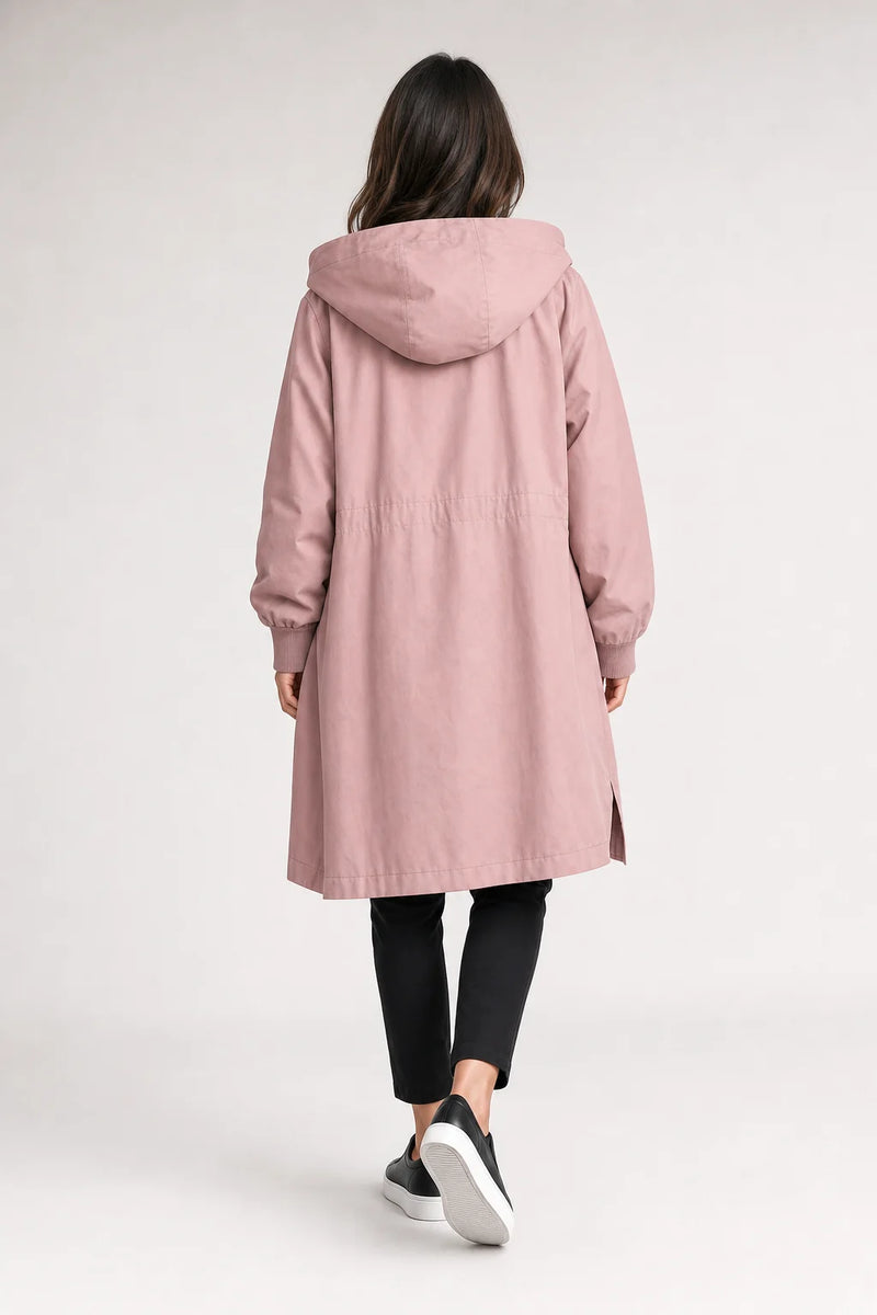 Sofaine Brooklyn hooded parka windbreaker in Pink, worn back