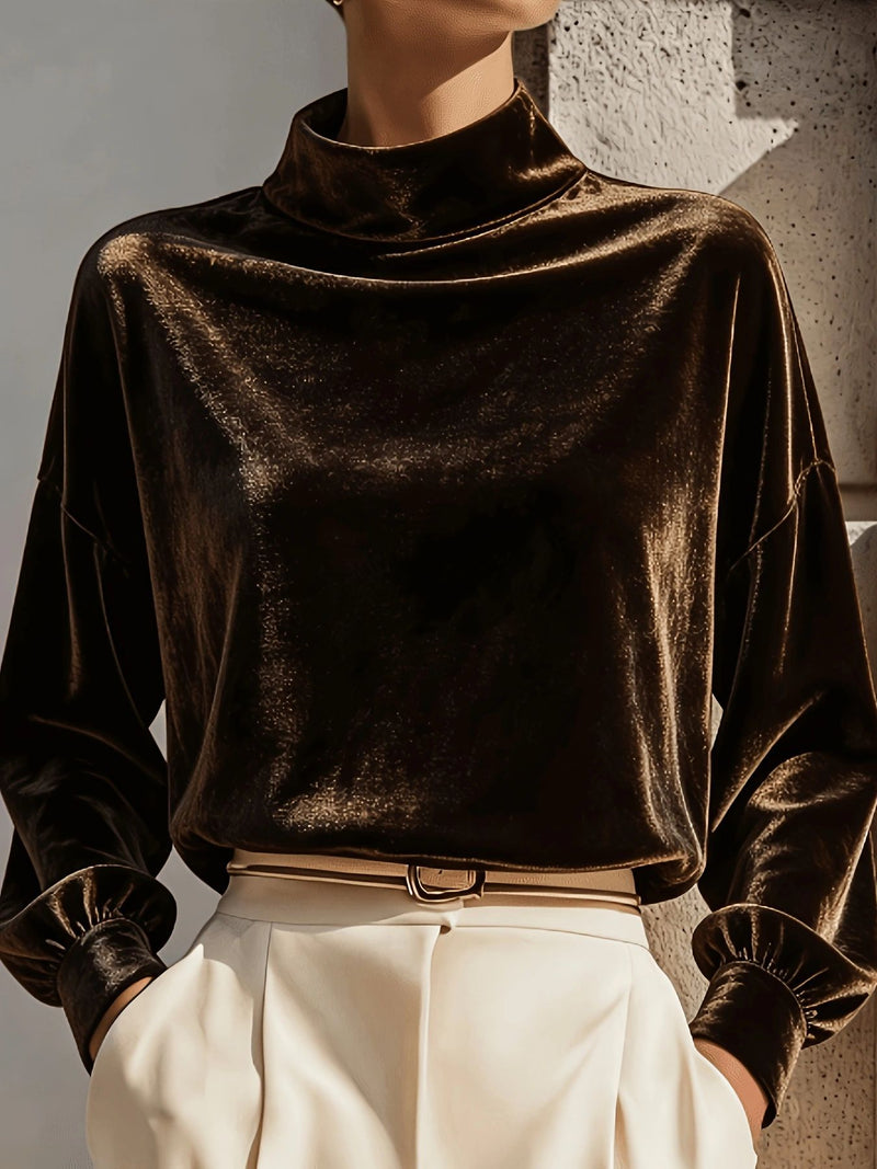 Else | Velourbluse i Brun, forfra