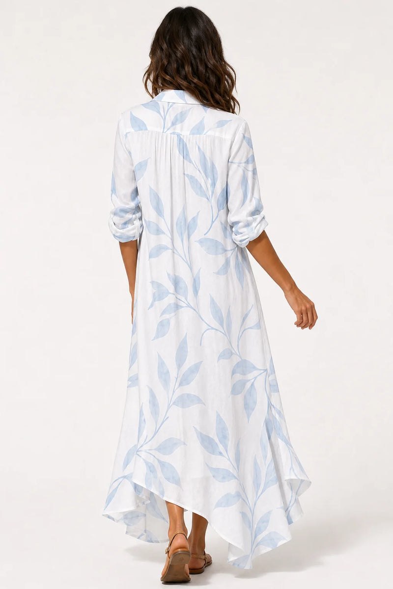 Sofaine Clara boho print maxi dress in White, back view