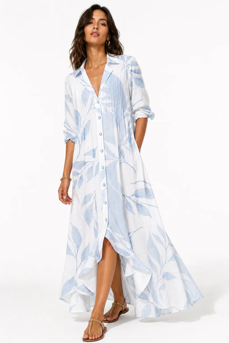 Sofaine Clara boho print maxi dress in White, worn hero