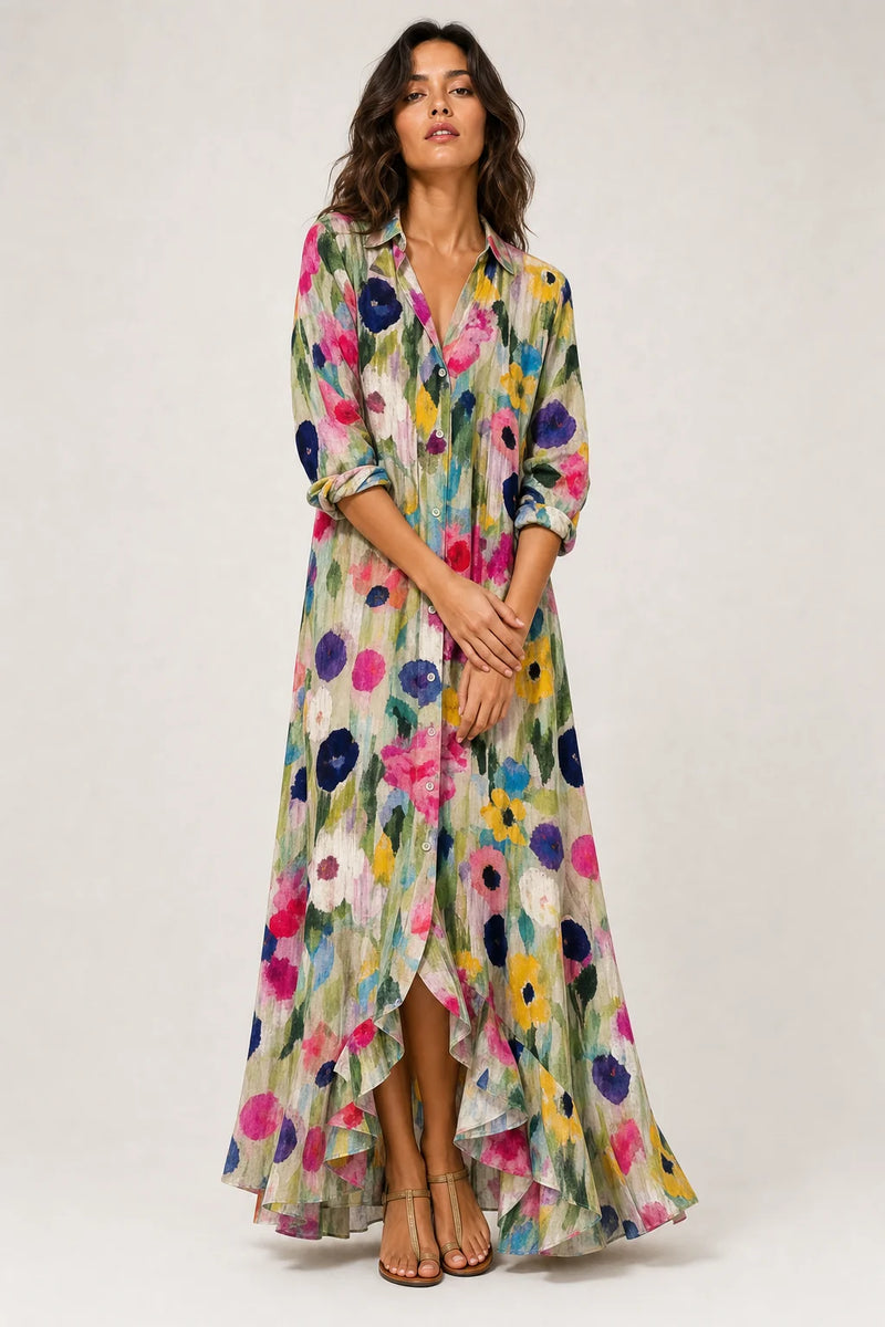 Sofaine Clara boho print maxi dress in Multicolored 1, worn
