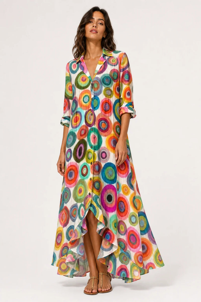 Sofaine Clara boho print maxi dress in Multicolored 2, worn