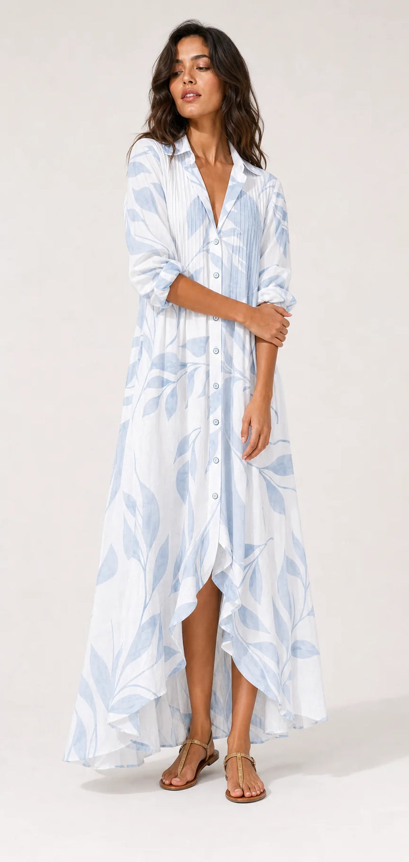 Sofaine Clara boho print maxi dress in White, styled full look