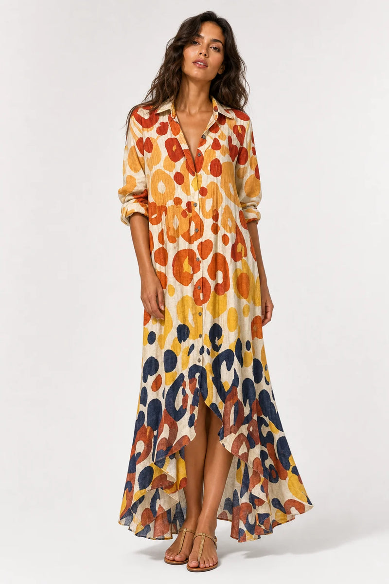 Sofaine Clara boho print maxi dress in Yellow, worn