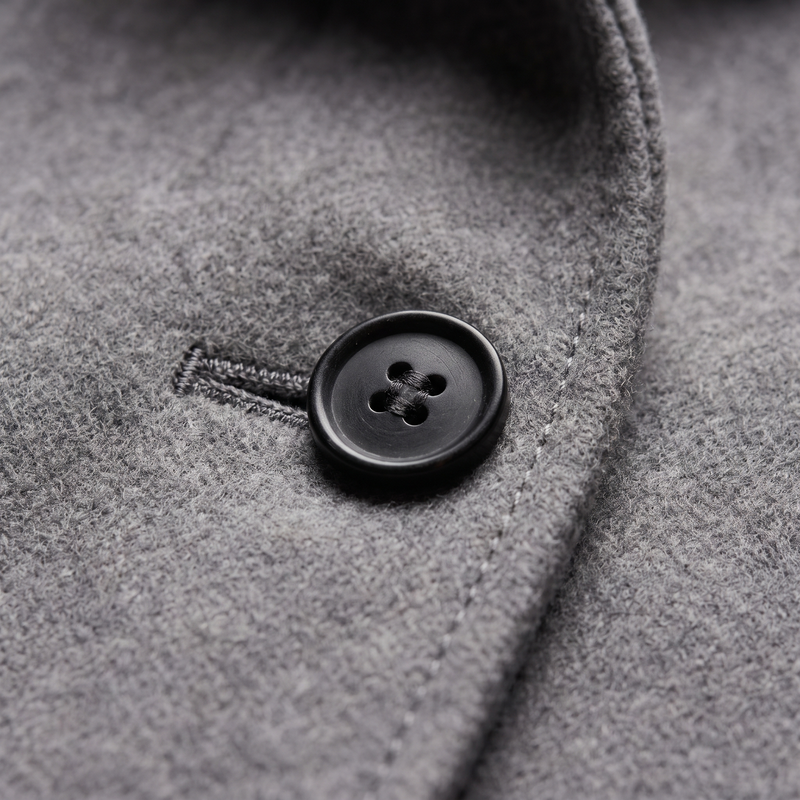 Single Breasted Wool-Look Coat for Women with Stand Collar and Pockets, button close-up