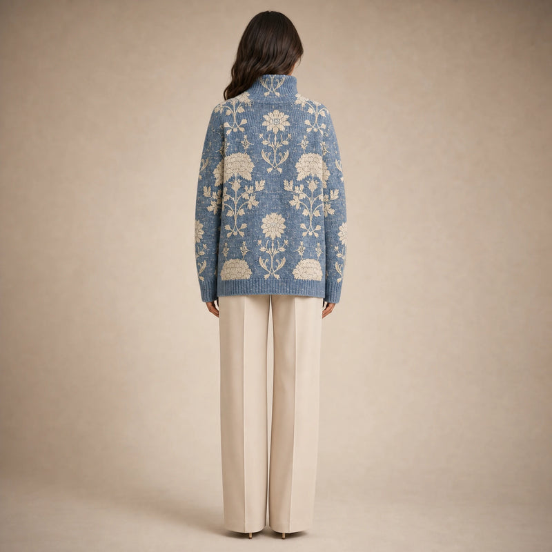 SOFAINE-V5-2026-07-07 Sofaine Claire soft-knit turtleneck sweater in Light Blue, worn back