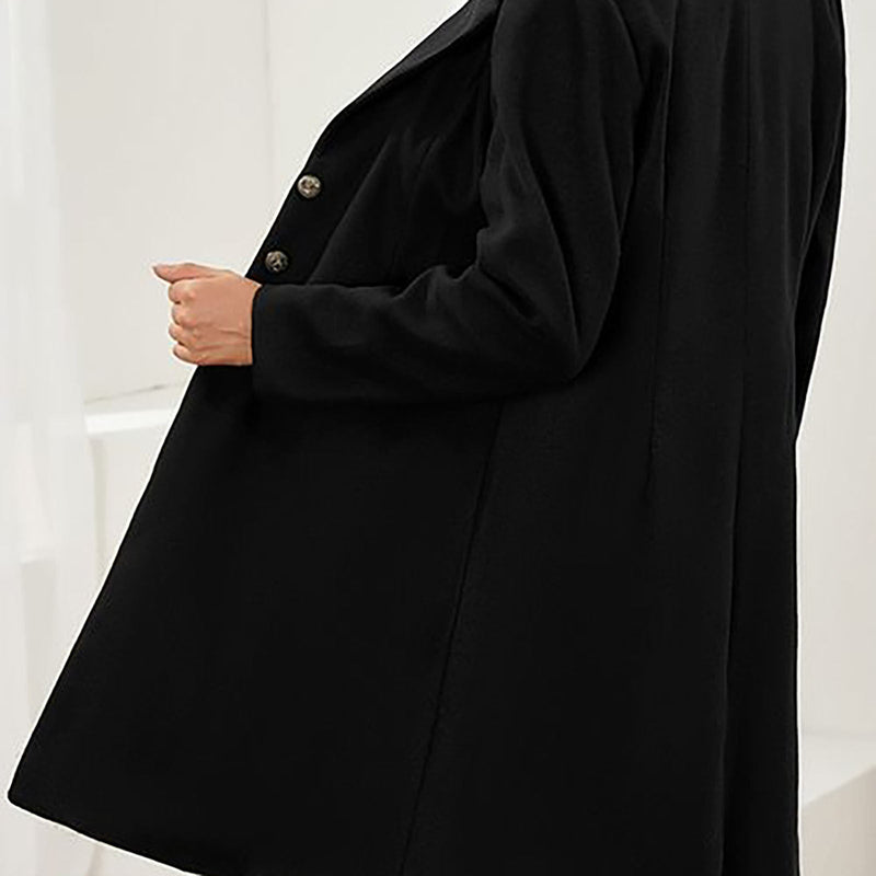 Tailored Longline Wool-Look Coat for Women with Notch Lapels in Black, side view