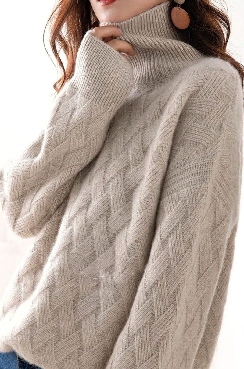 Kari | Striktrøje i Beige, forfra