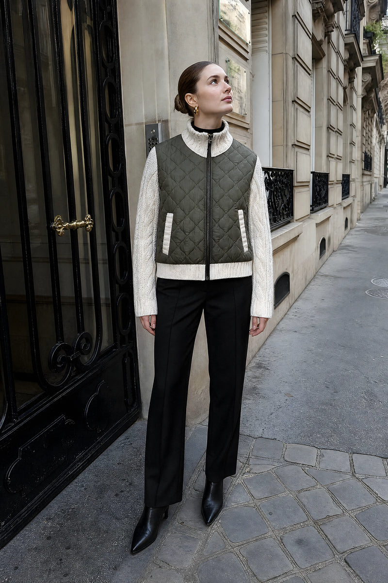 SOFAINE-V7-LIFE-Diane | Quilted Parka Jacket in Army Green, street style