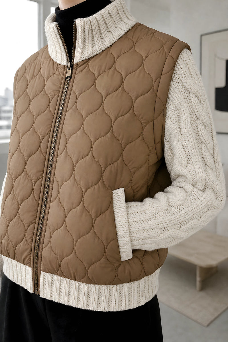 Diane | Quilted Parka Jacket in Khaki, studio close-up