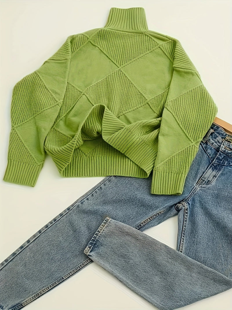 Ylva | Rullekravesweater i Limegrøn, detalje