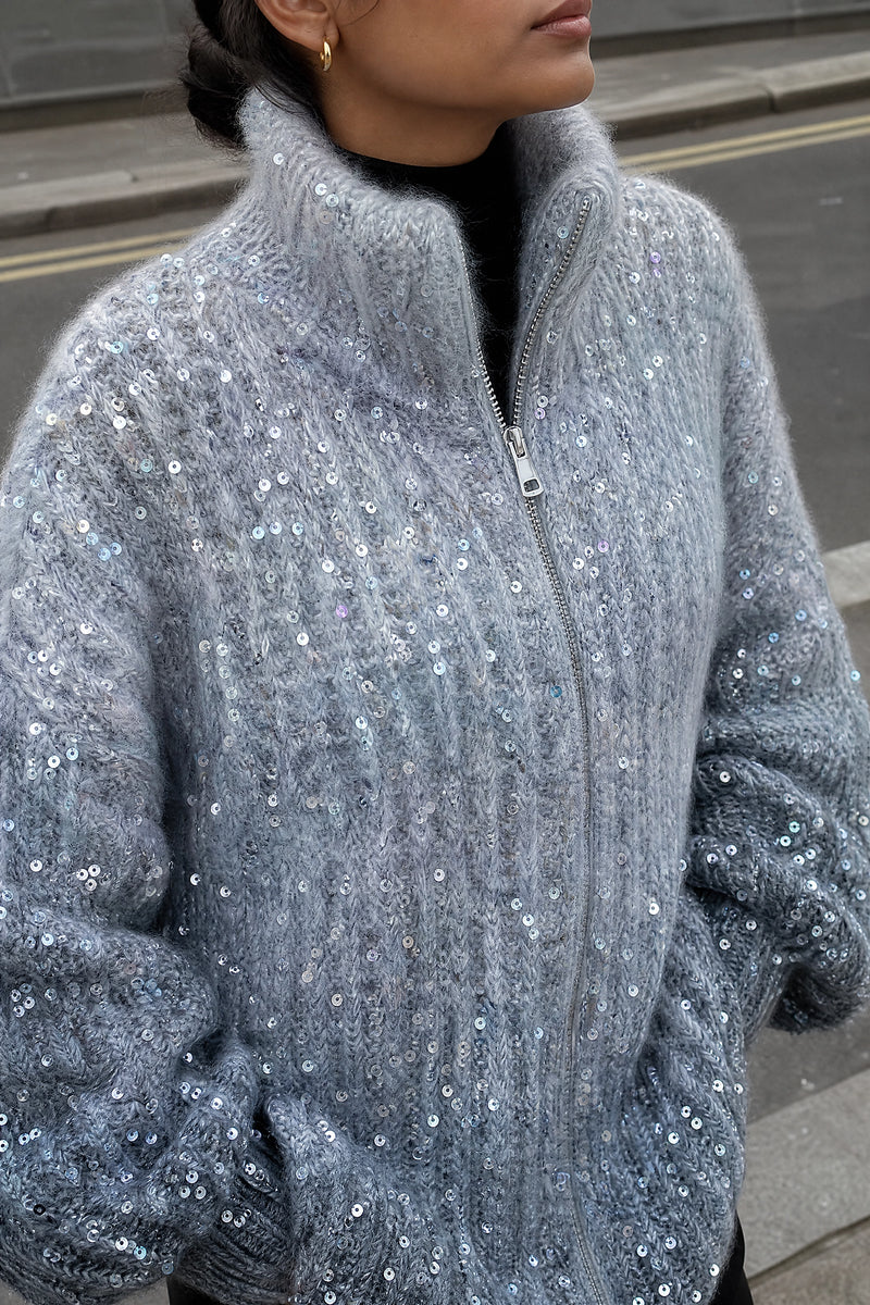 SOFAINE-V7-LIFE-Elle | Sparkly Oversized Sweater in Light Steel blue, d