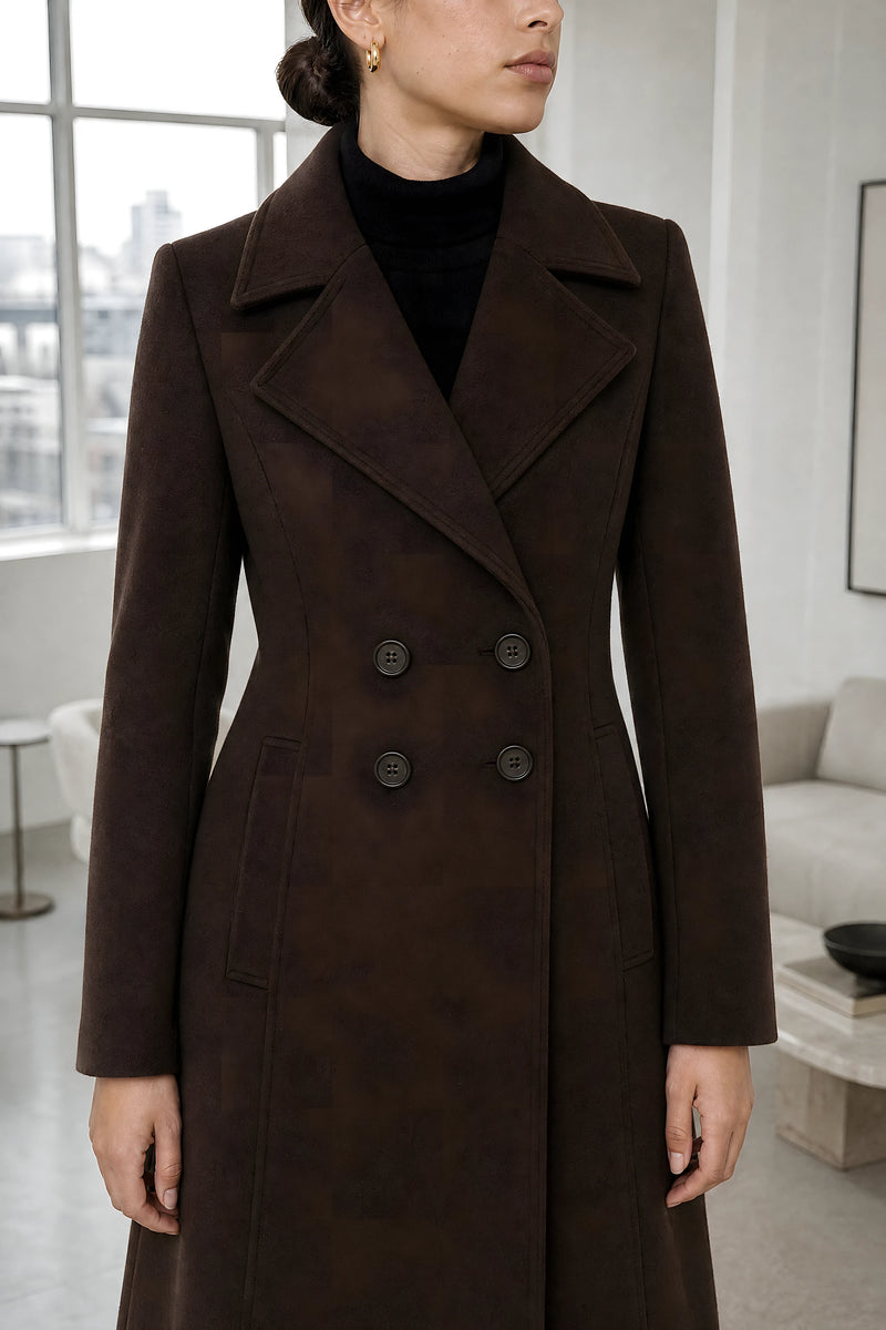 Esther | Classic Trench Coat in Brown, studio close-up
