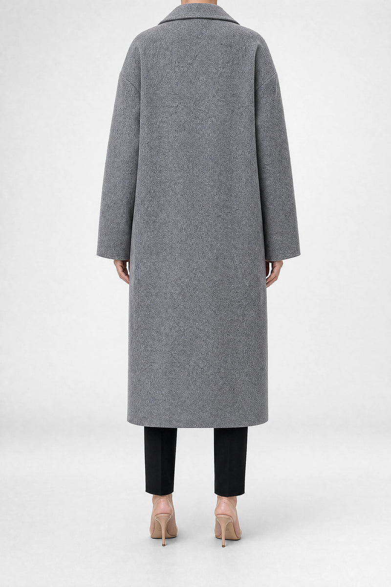Sofaine Francine women's overcoat in Grey, back view studio shot