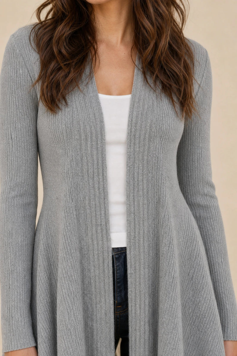 Peyton | V-Neck Cardigan in Gray, fabric close-up