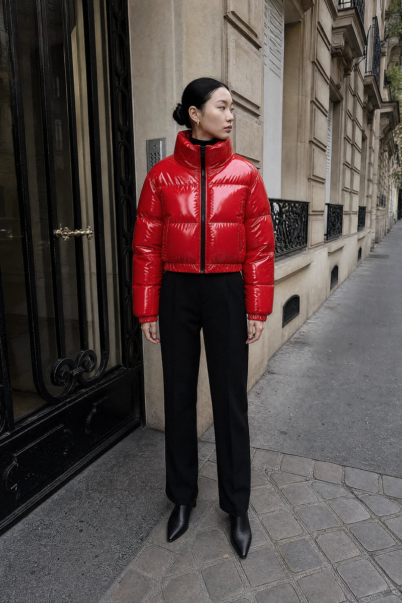 SOFAINE-V7-LIFE-Gwendolyn | Puffer Coat in Bright Red, street style