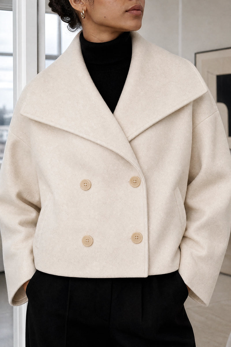 Harmony | Tailored Jacket in Beige, fabric close-up