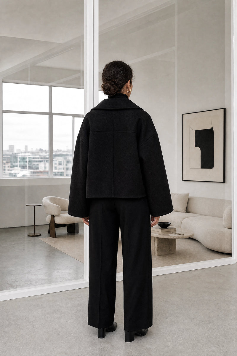 Harmony | Tailored Jacket in Black, studio back view