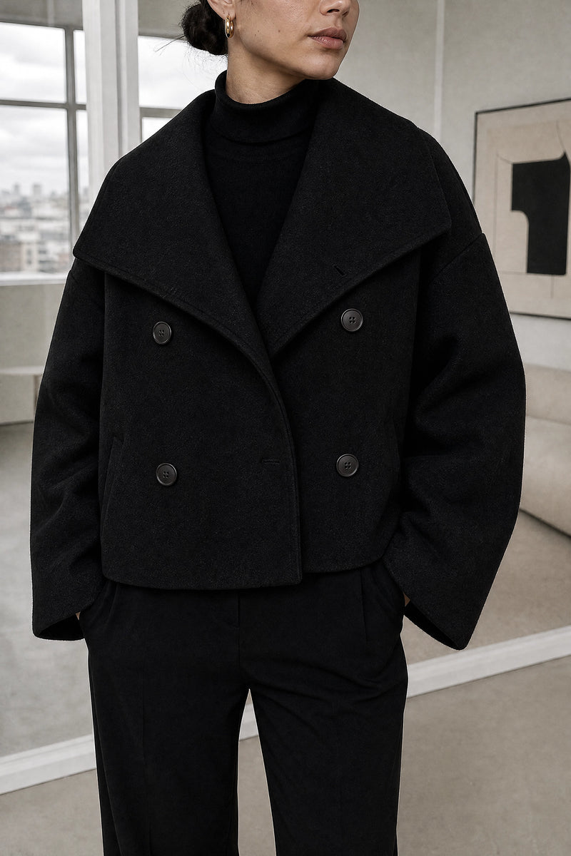 Harmony | Tailored Jacket in Black, fabric close-up