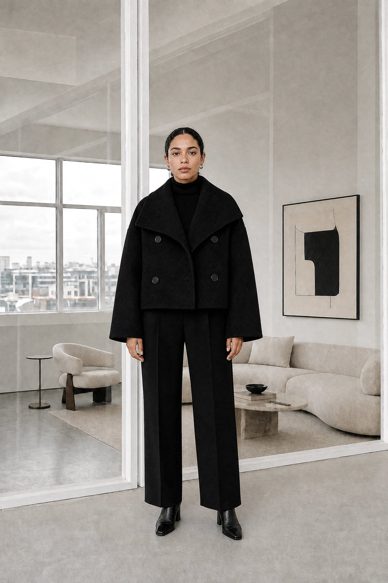 Harmony | Tailored Jacket in Black, studio front view