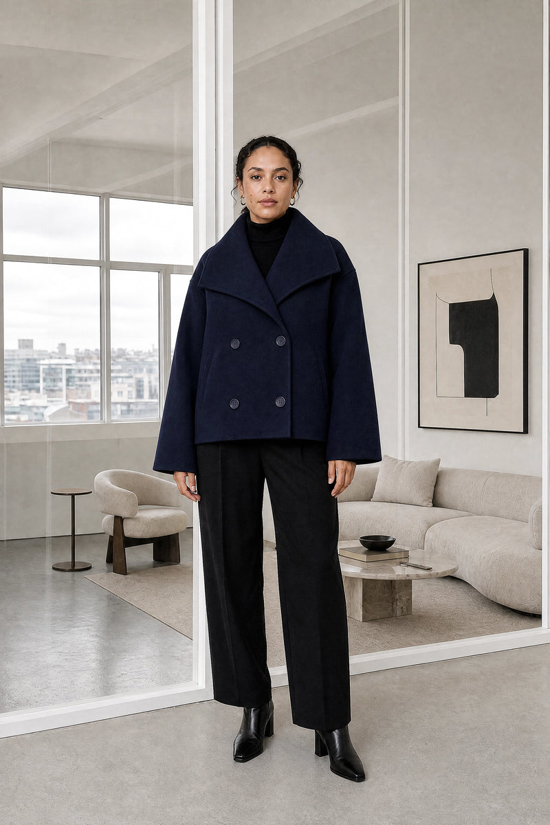 Harmony | Tailored Jacket in Dark Blue, studio front view