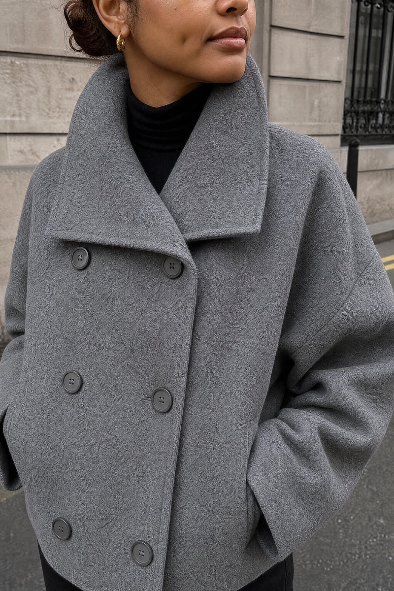 SOFAINE-V7-LIFE-Harmony | Tailored Jacket in Gray, detail close-up