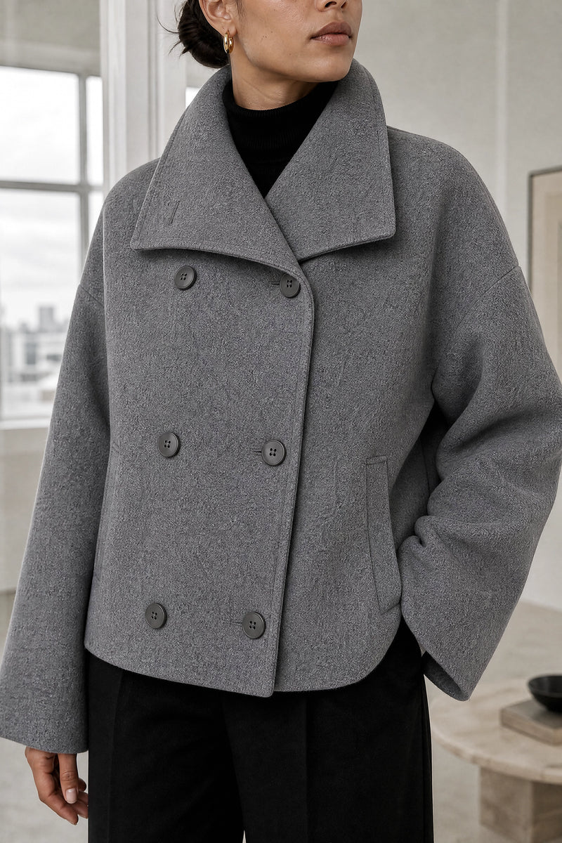Harmony | Tailored Jacket in Gray, fabric close-up