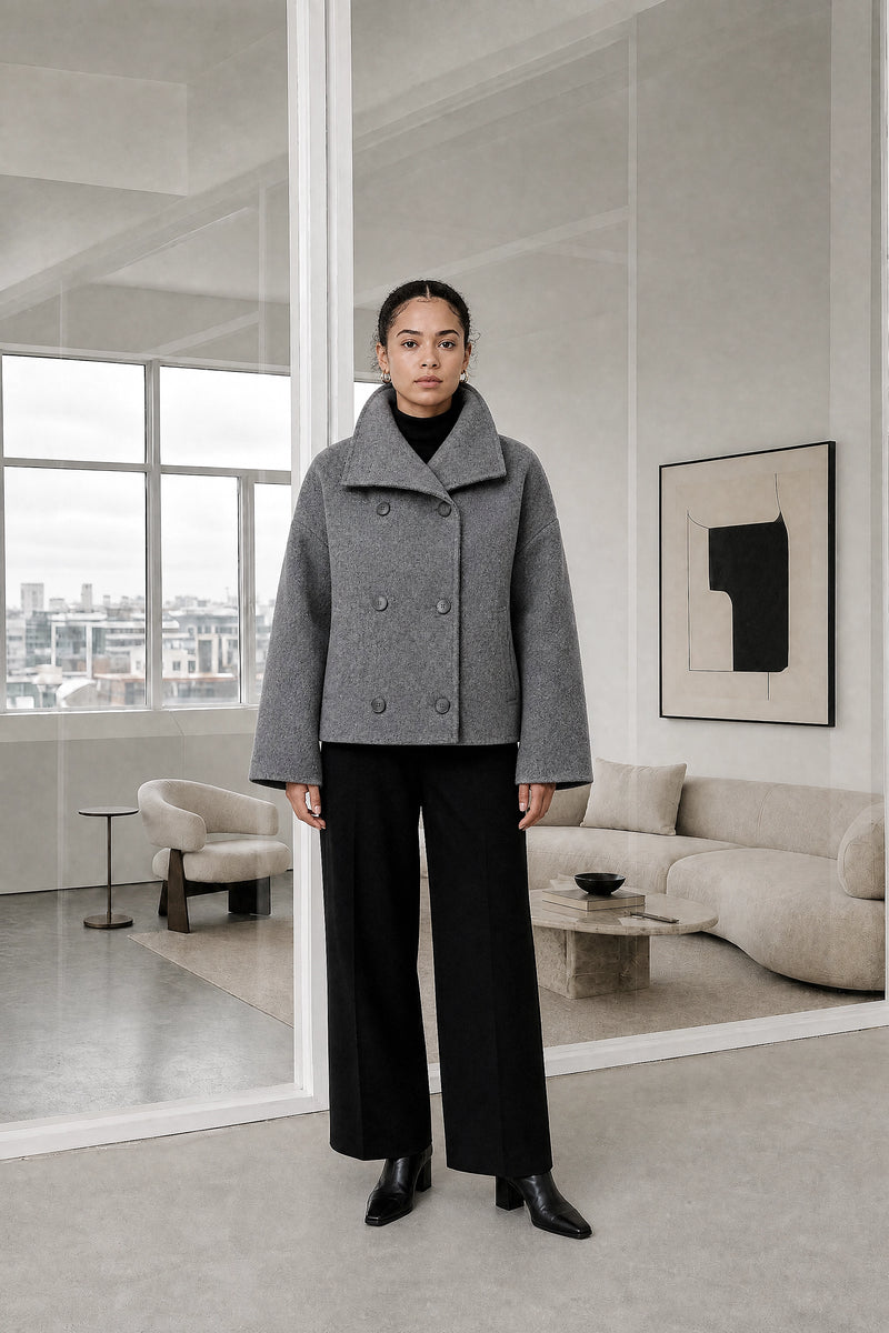 Harmony | Tailored Jacket in Gray, studio front view