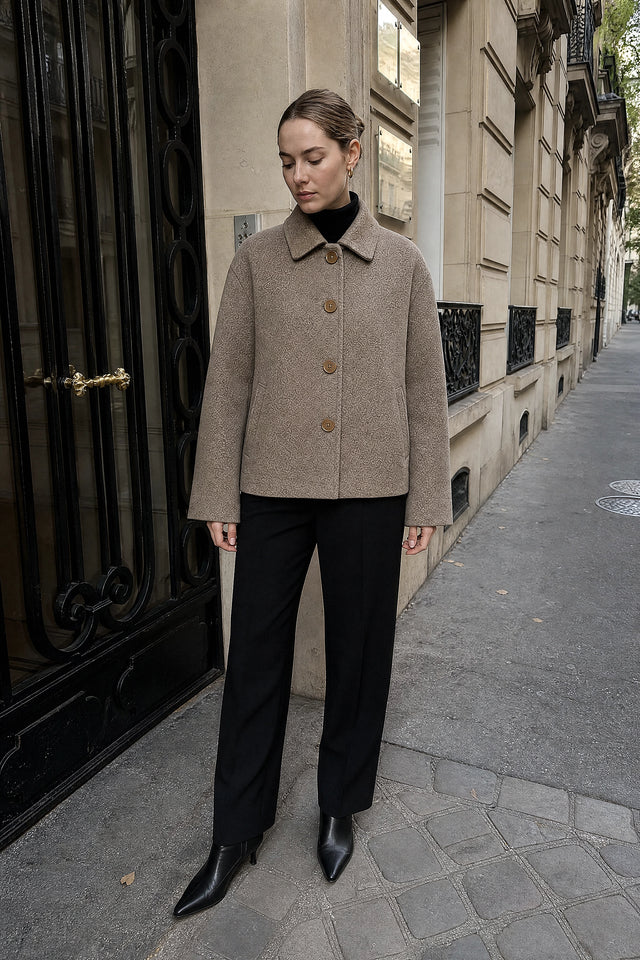 Heidi | Overgangsjakke med Knapper i Taupe, gadelook