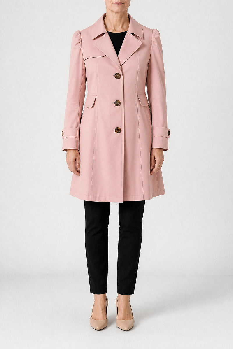 Sofaine Ilana women's trench coat in Pink, front view studio shot