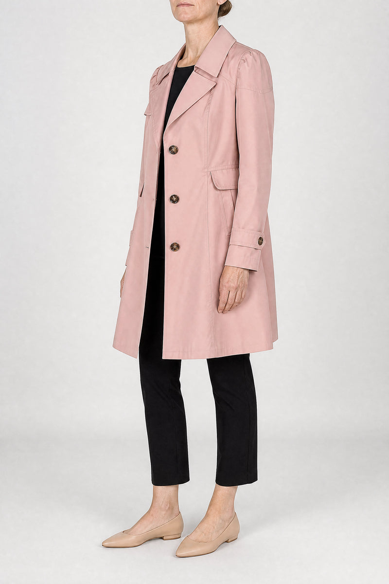 Sofaine Ilana women's trench coat in Pink, side view studio shot