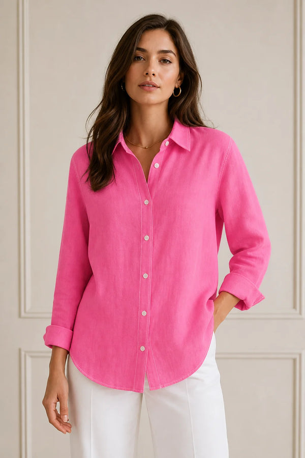 Sofaine Beatrice women's loose-fit linen blouse in Fuchsia, hero