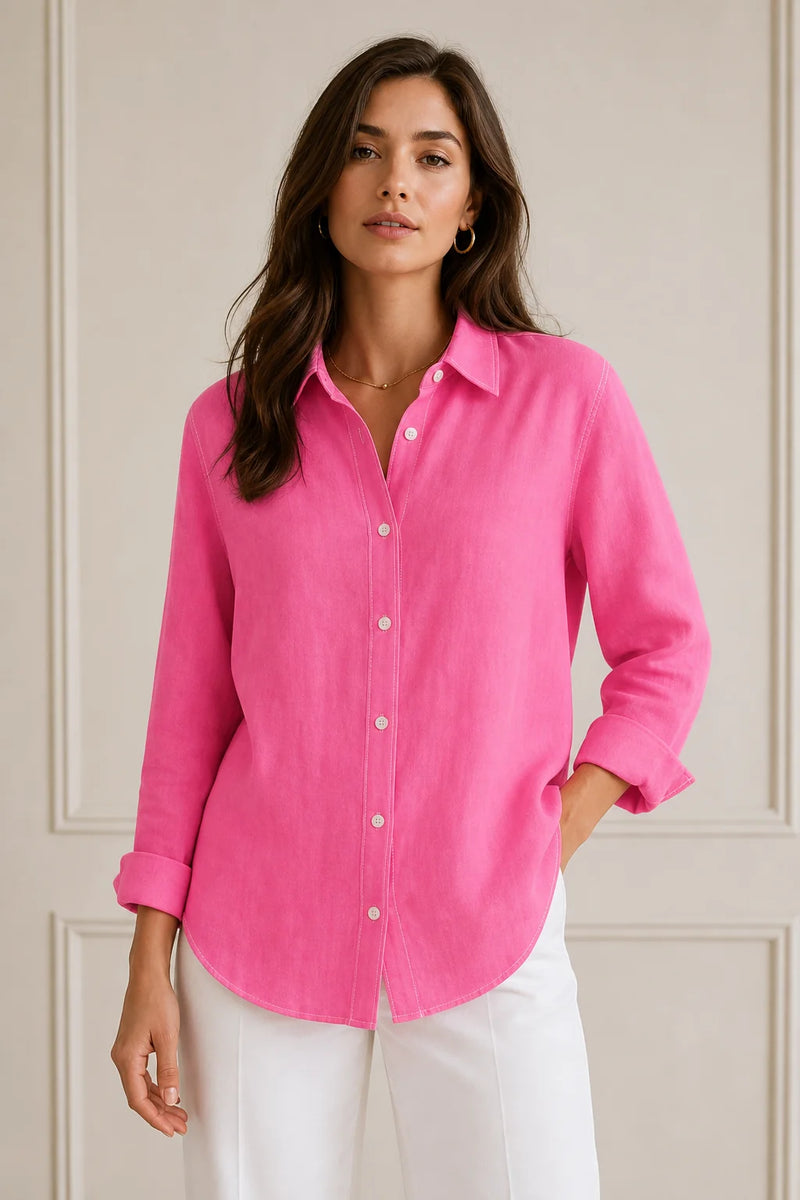 Sofaine Beatrice women's loose-fit linen blouse in Fuchsia, hero
