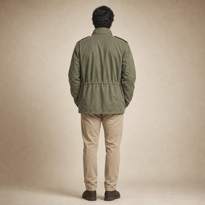 SOFAINE-V5-2026-07-07 Sofaine Elijah men's military field jacket in Green, worn back