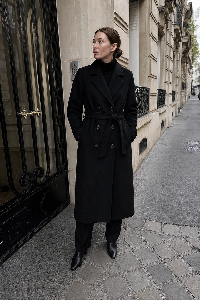 Isabelle | Trenchcoat med Bælte i Sort, gadelook