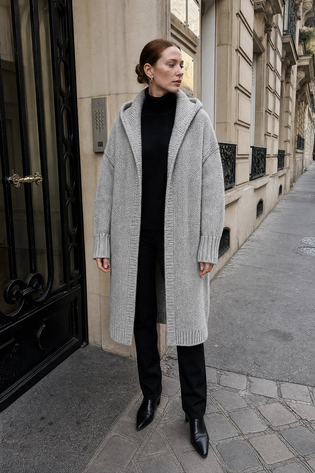 Ivy | Cardigan med Hætte i Grå, gadelook