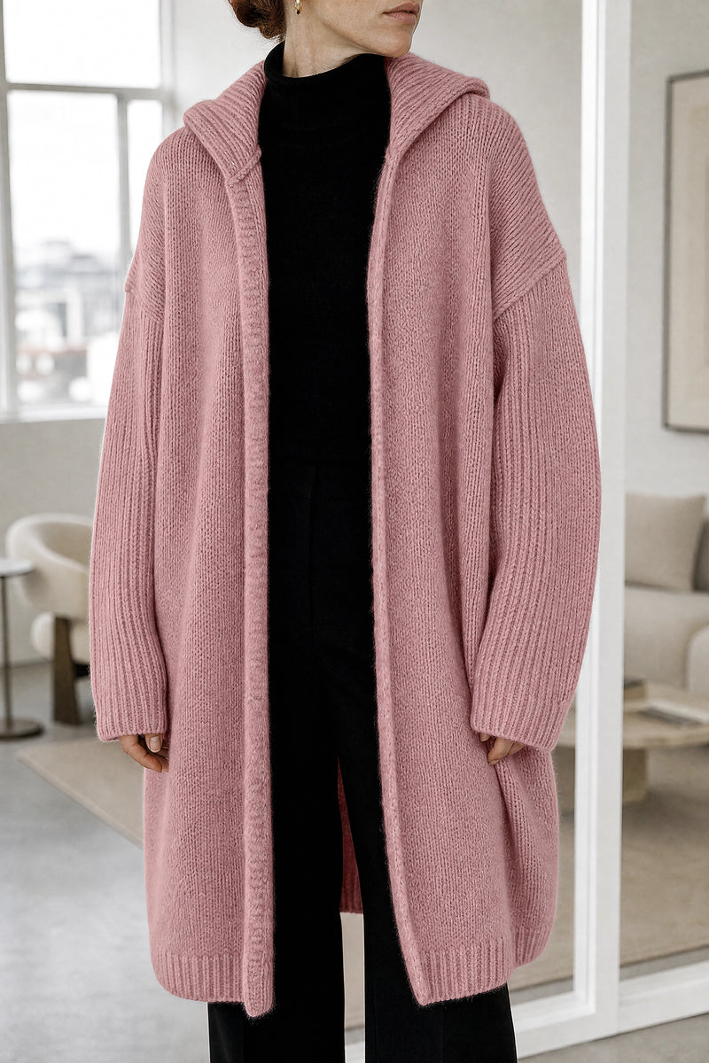 Ivy | Hooded Cardigan in Pink, fabric close-up