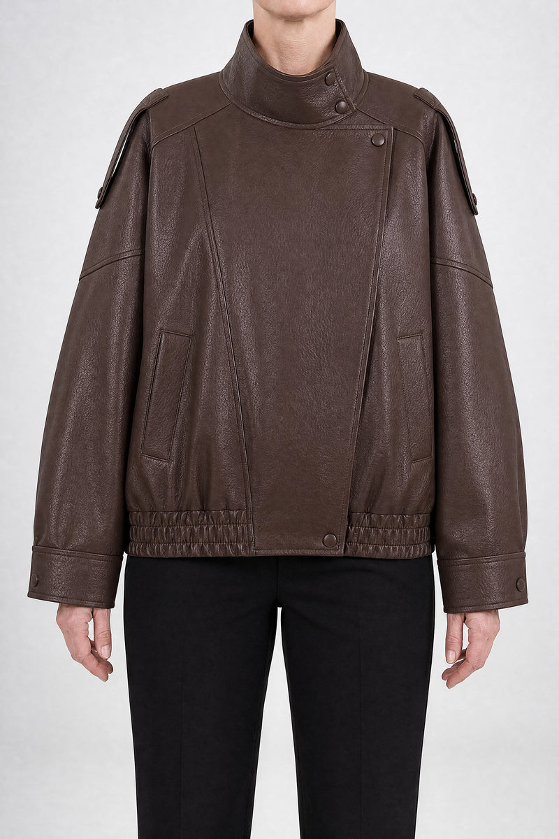 Sofaine Jazmine women's jacket in Brown, front view studio shot