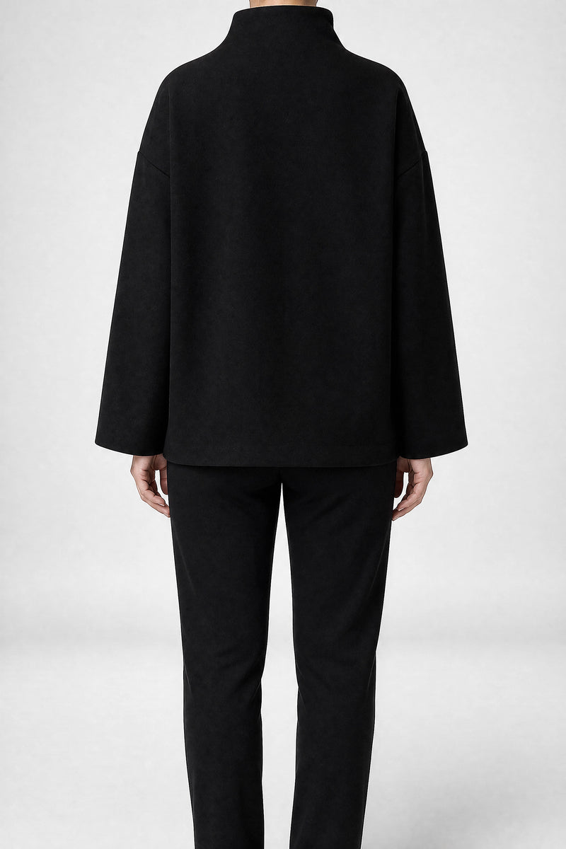 Sofaine Jenny women's brushed woven fabric jacket in Black, back view studio shot