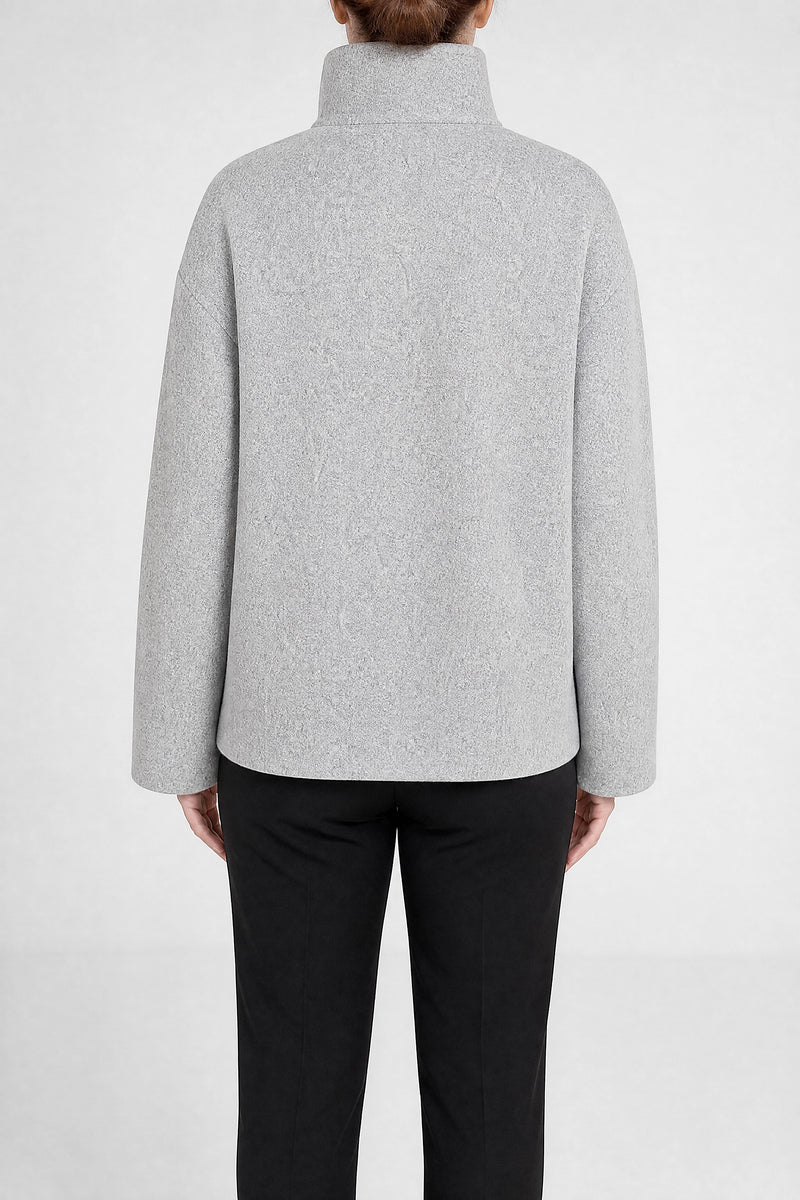 Sofaine Jenny women's brushed woven fabric jacket in Grey, back view studio shot