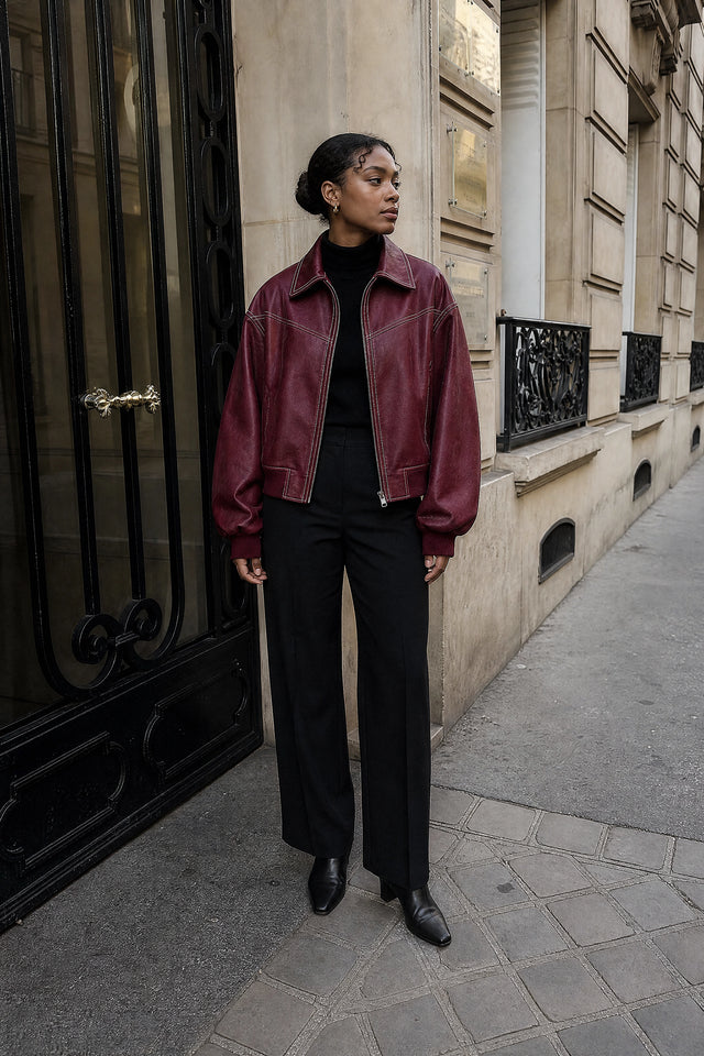 Jolene | Bomberjakke i Bordeaux, gadelook