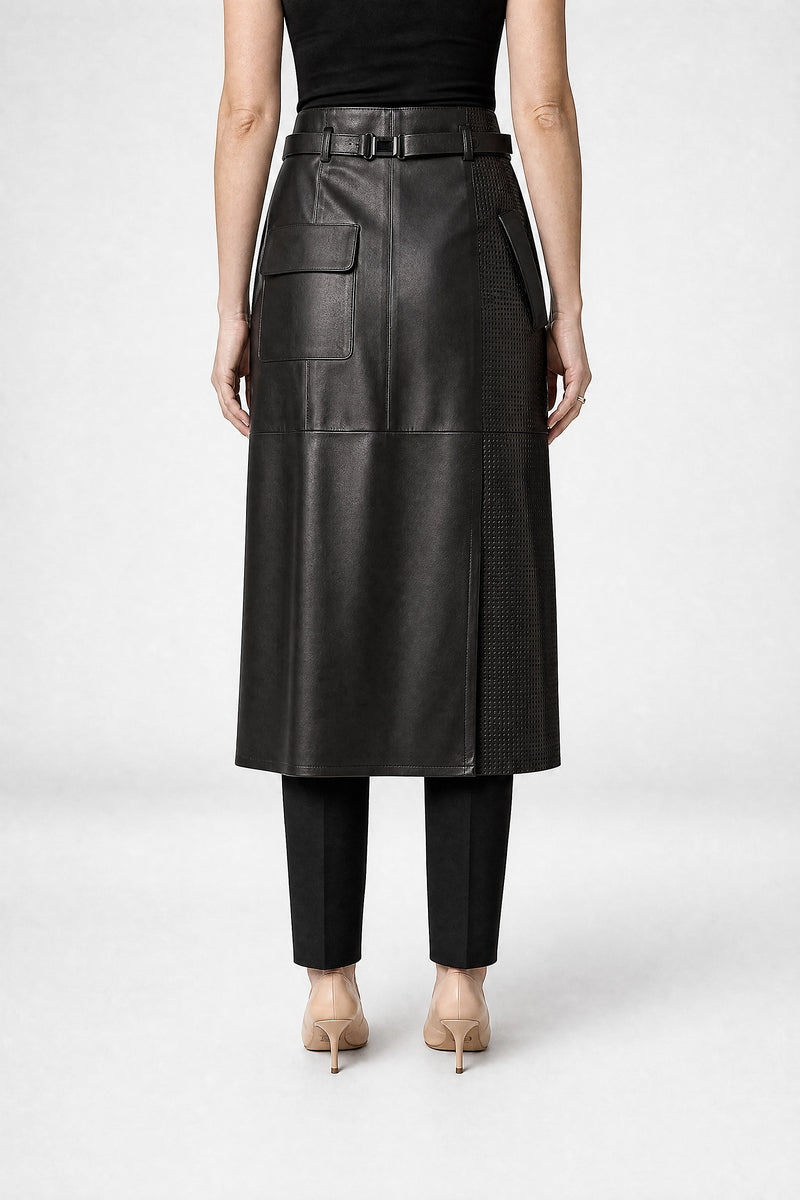 Sofaine Judith women's skirt in Black, back view studio shot